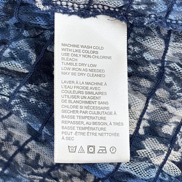 NWT Free People Hello There Smocked Mesh Top in Blue Combo Size Large - Picture 8 of 11